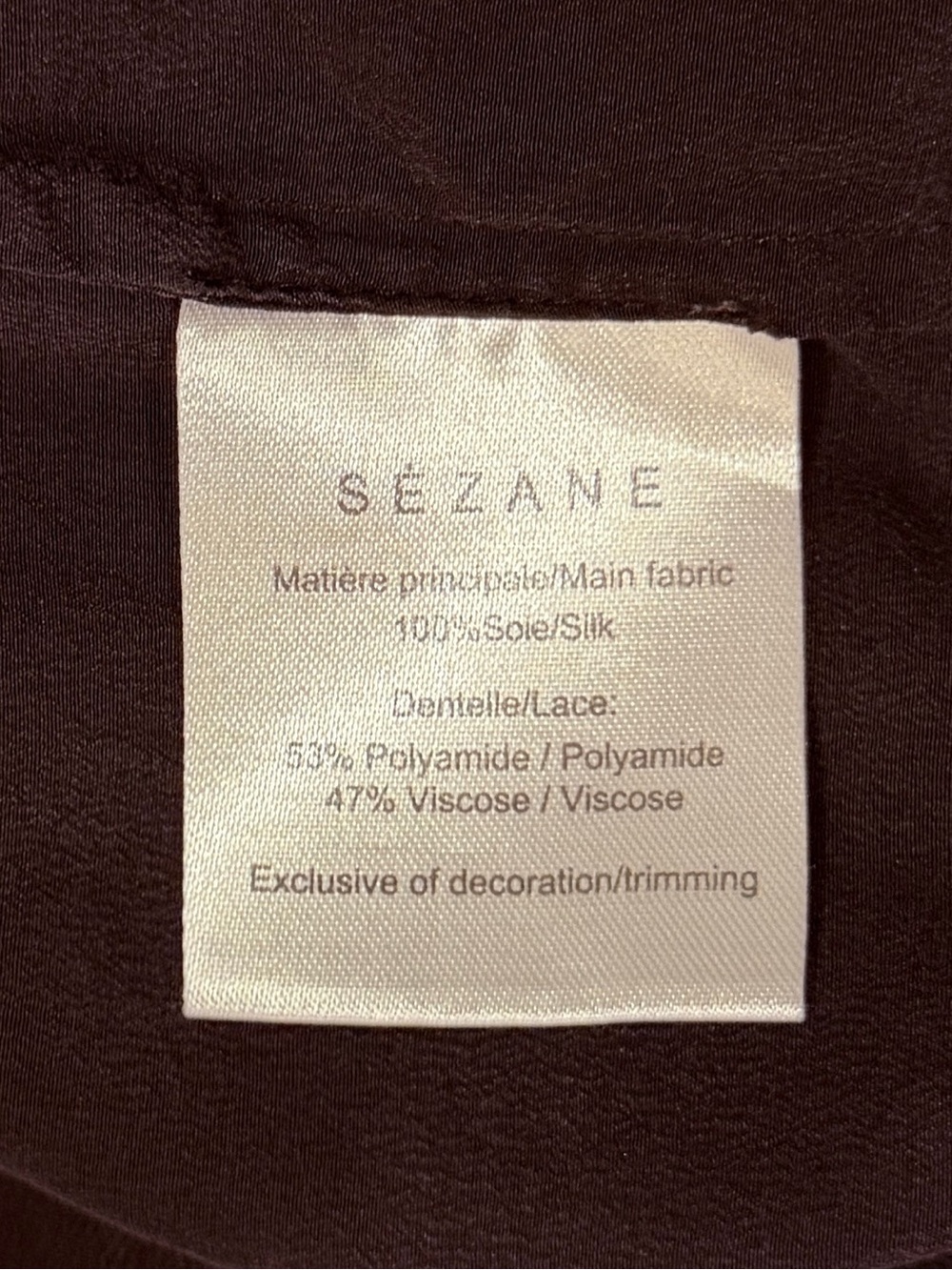 Sézane Black Silk Lace Yoke Button Front Blouse Size 44 French Chic - Picture 16 of 16